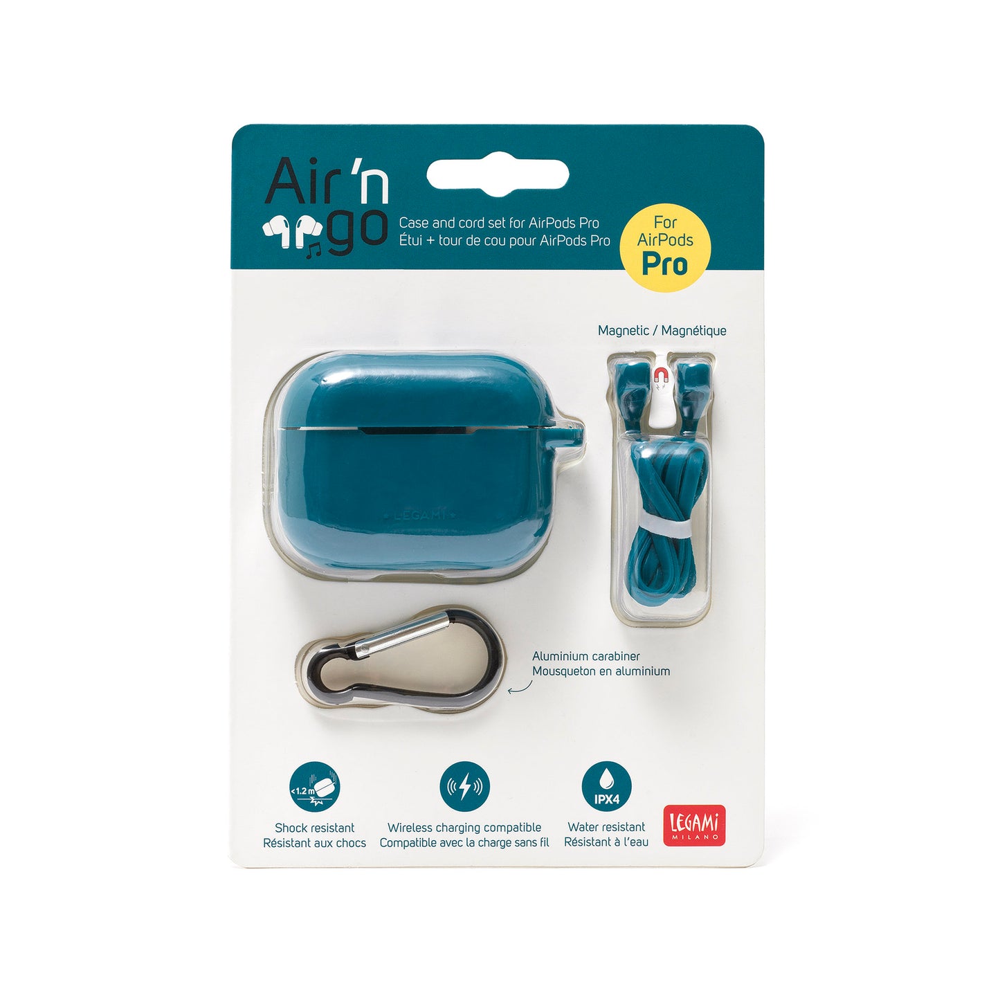 CASE AND CORD SET FOR AIRPODS PRO - AIR 'N GO - PETROL BLUE / PACK DE 6