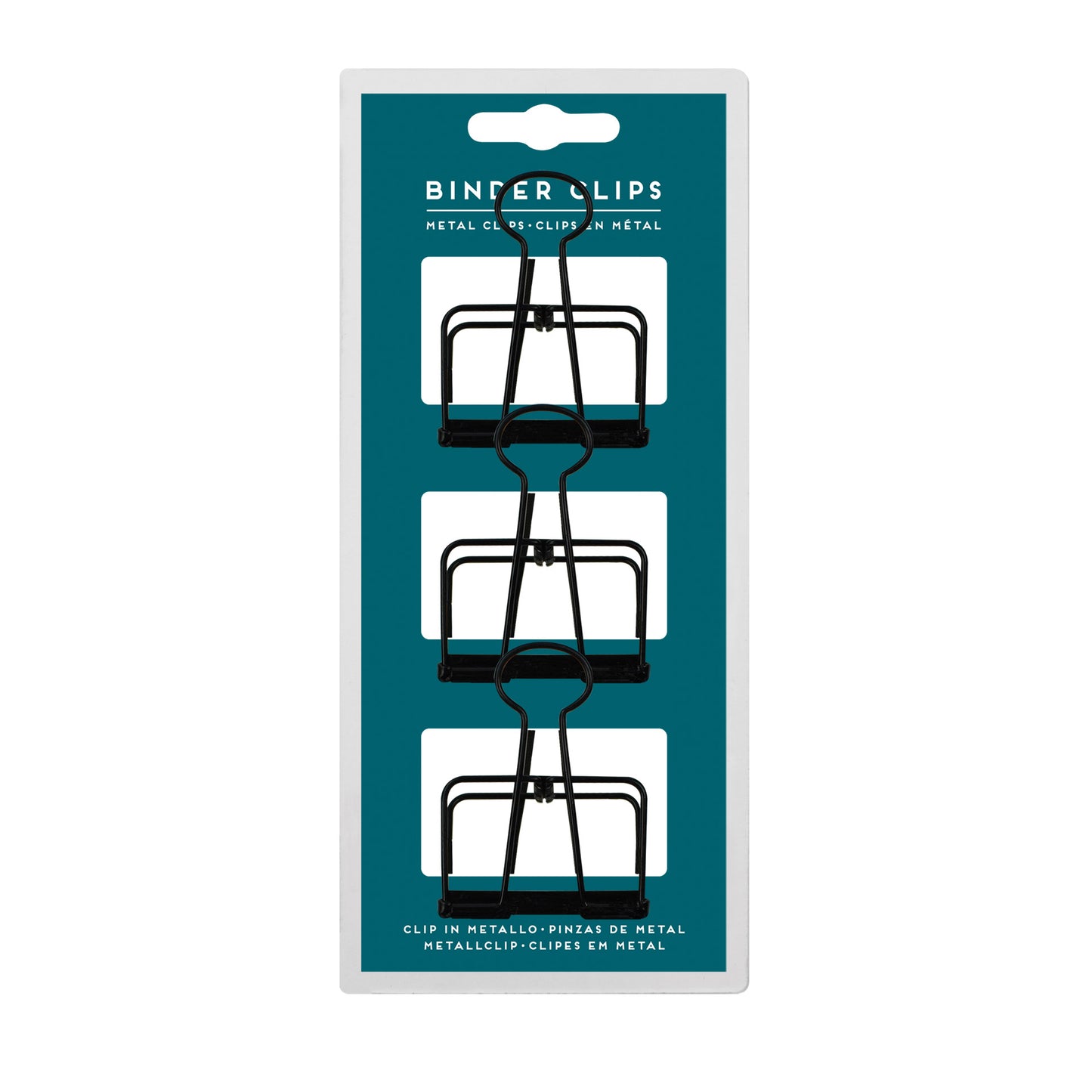 SET OF 3 METAL CLIPS - BINDER CLIPS - BLACK / PACK DE 6