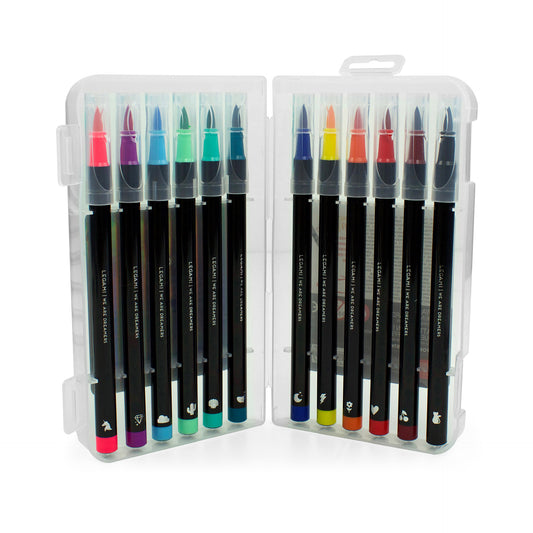 SET OF 12 BRUSH MARKERS - BRUSH MARKERS - BRIGHT COLOURS / PACK DE 6