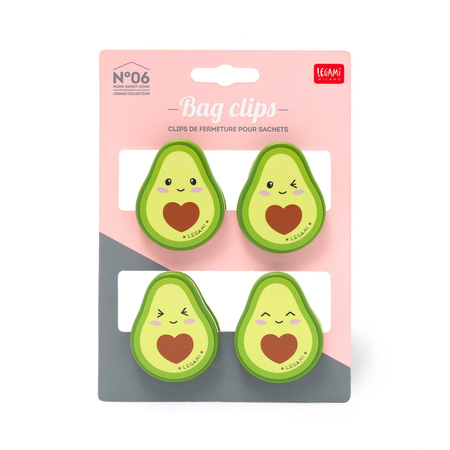 SET OF 4 BAG CLIPS - BAG CLIPS - AVOCADO / PACK DE 6