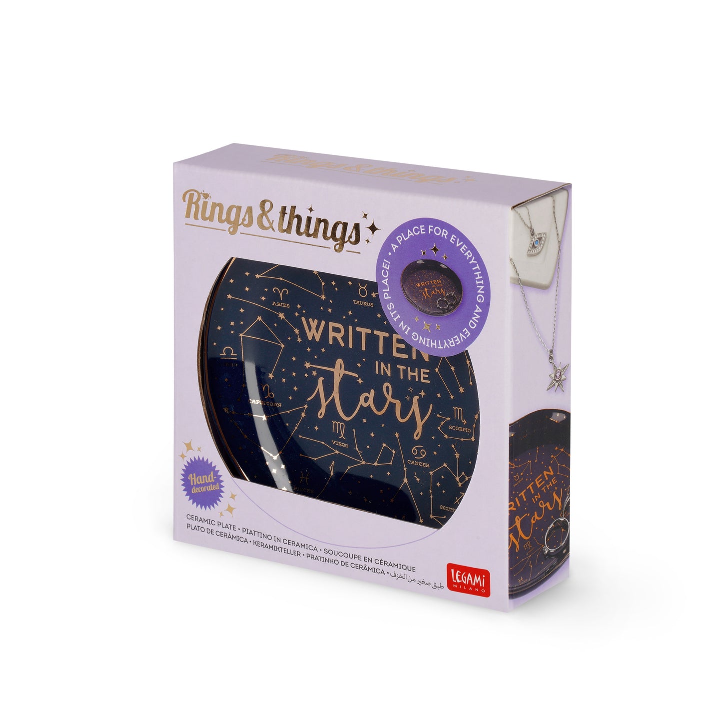 CERAMIC PLATE - RINGS & THINGS - STARS / PACK DE 4