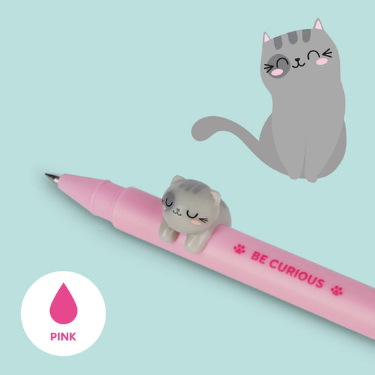 GEL PEN WITH ANIMAL DECORATION - LOVELY FRIENDS - KITTY / PACK DE 15