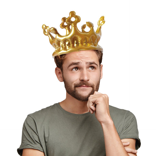 INFLATABLE CROWN - PARTY KING - GOLD - KING / PACK DE 7