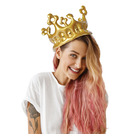 INFLATABLE CROWN - PARTY QUEEN - GOLD - QUEEN / PACK DE 7