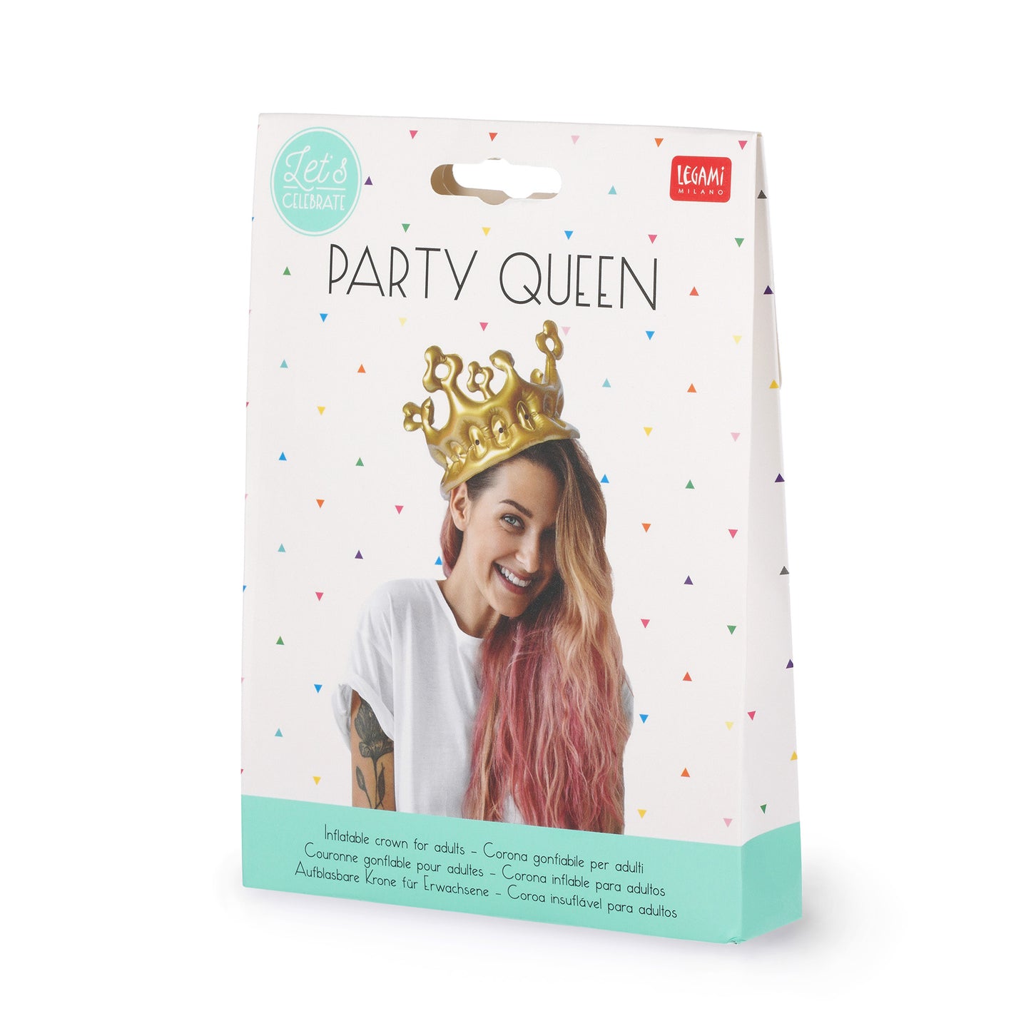 INFLATABLE CROWN - PARTY QUEEN - GOLD - QUEEN / PACK DE 7