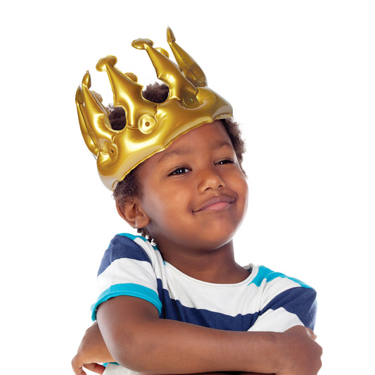 INFLATABLE CROWN - PARTY PRINCE - GOLD - PRINCE / PACK DE 7