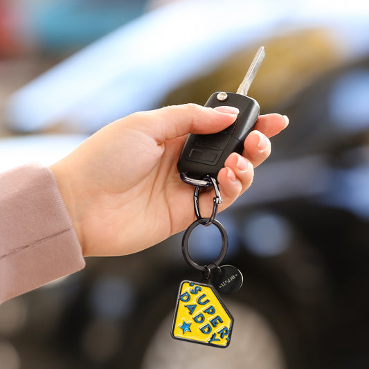 ENAMEL KEY RING - WHAT A KEY RING - SUPER DADDY / PACK DE 3