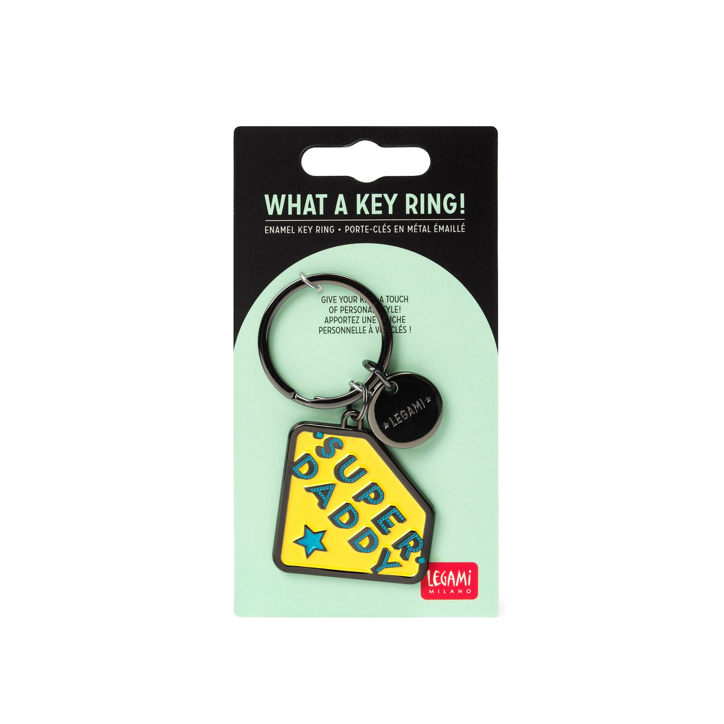 ENAMEL KEY RING - WHAT A KEY RING - SUPER DADDY / PACK DE 3