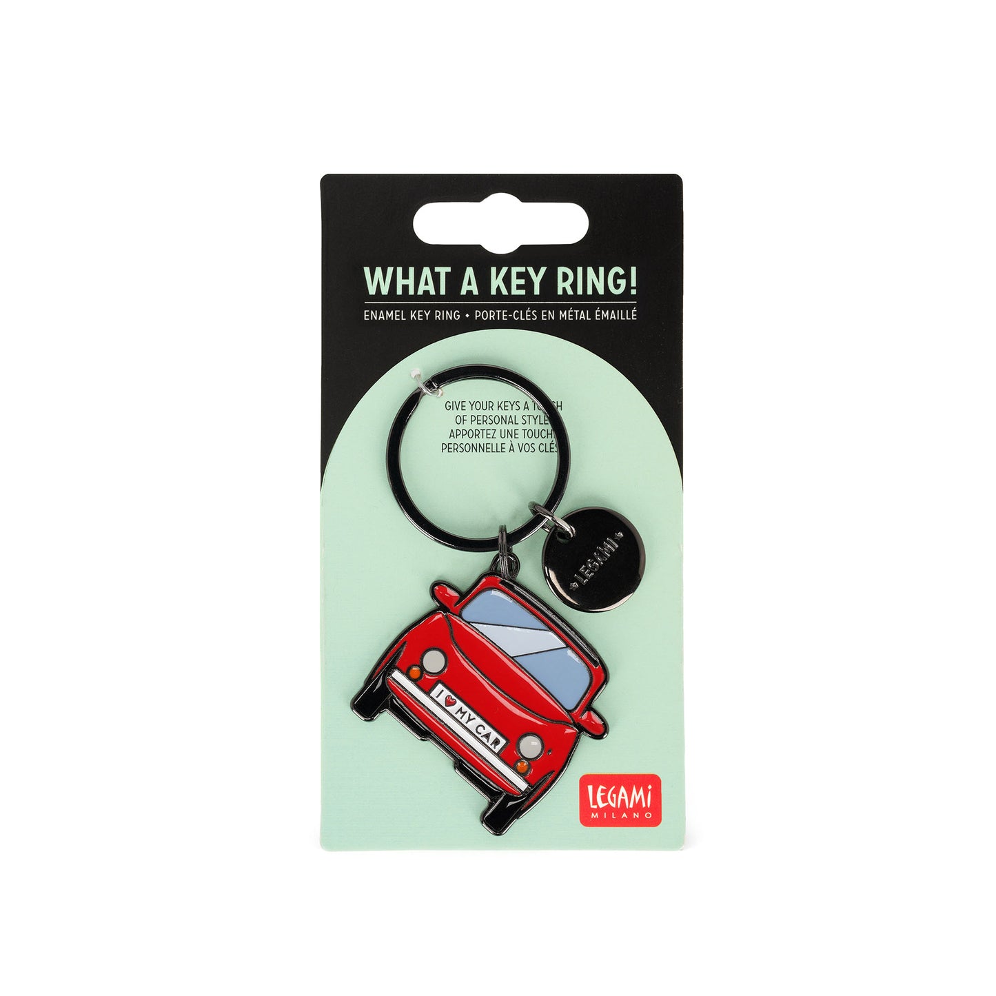 ENAMEL KEY RING - WHAT A KEY RING! - CAR / PACK DE 3
