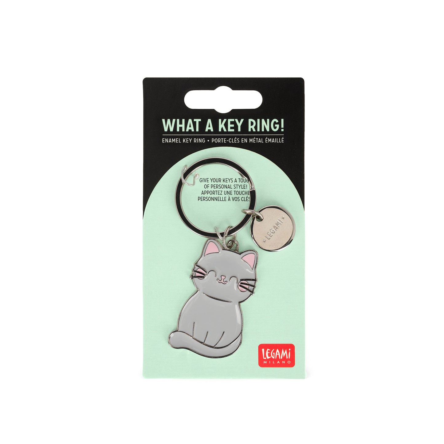 ENAMEL KEY RING - WHAT A KEY RING! - KITTY / PACK DE 3