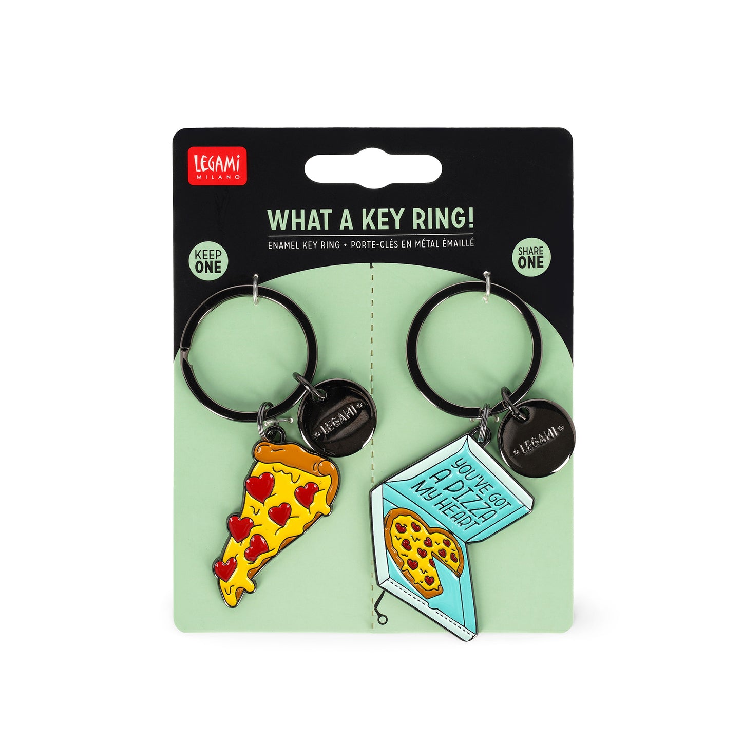 ENAMEL KEY RING - WHAT A KEY RING! - PIZZA / PACK DE 3