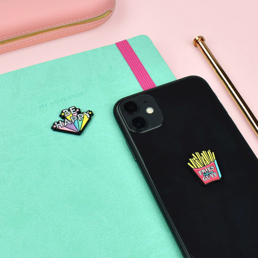 SET OF 2 METAL STICKERS - CUTIE - FRIES / PACK DE 10