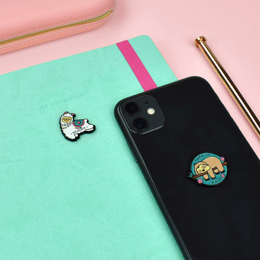 SET OF 2 METAL STICKERS - CUTIE - LLAMA + SLOTH / PACK DE 10