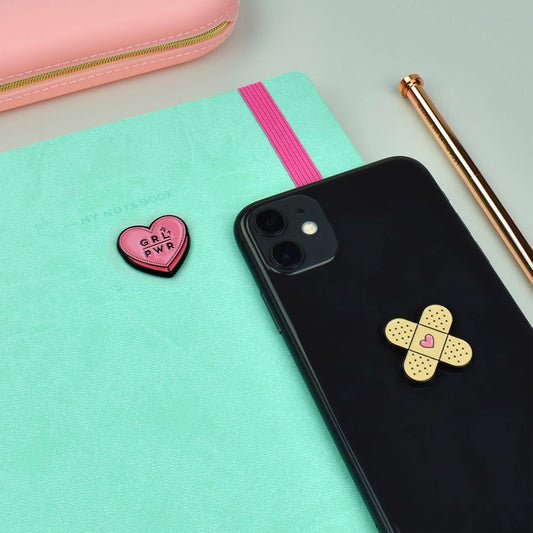 SET OF 2 METAL STICKERS - CUTIE - HEART / PACK DE 10