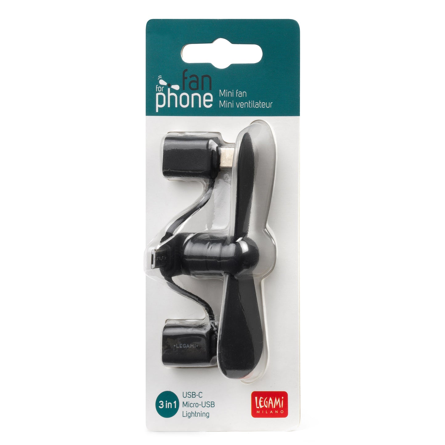 PORTABLE MINI FAN - FAN FOR PHONE - BLACK / PACK DE 12