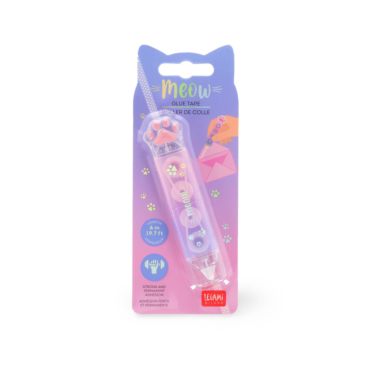 GLUE TAPE - MEOW - KITTY / PACK DE 12
