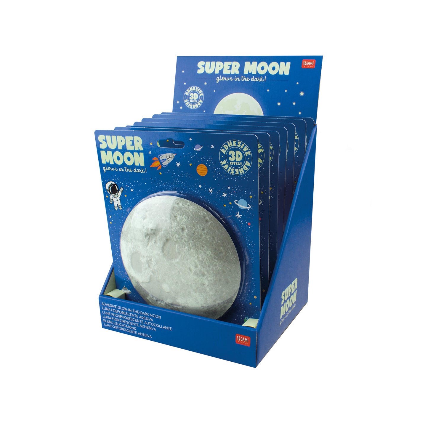 ADHESIVE GLOW-IN-THE-DARK MOON - SUPER MOON - SPACE / PACK DE 8