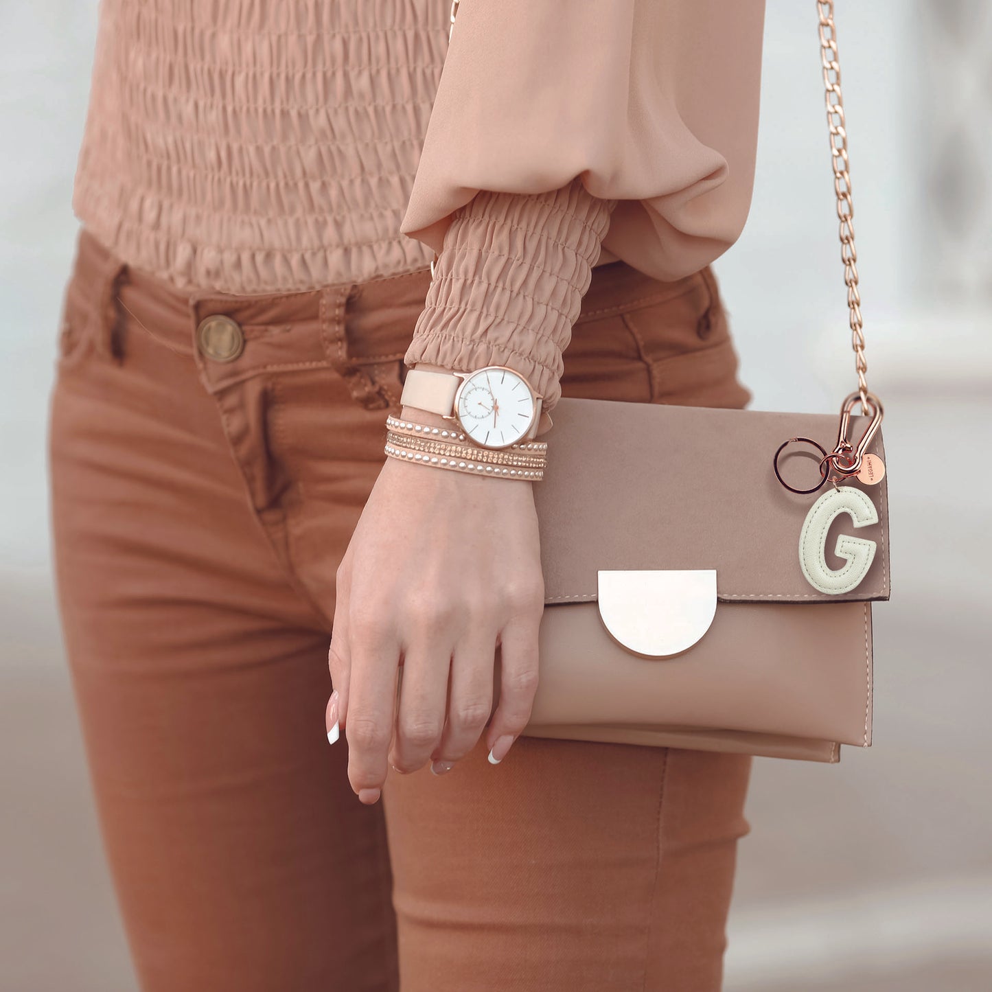 KEY RING - MY INITIAL - WHITE - G / PACK DE 1