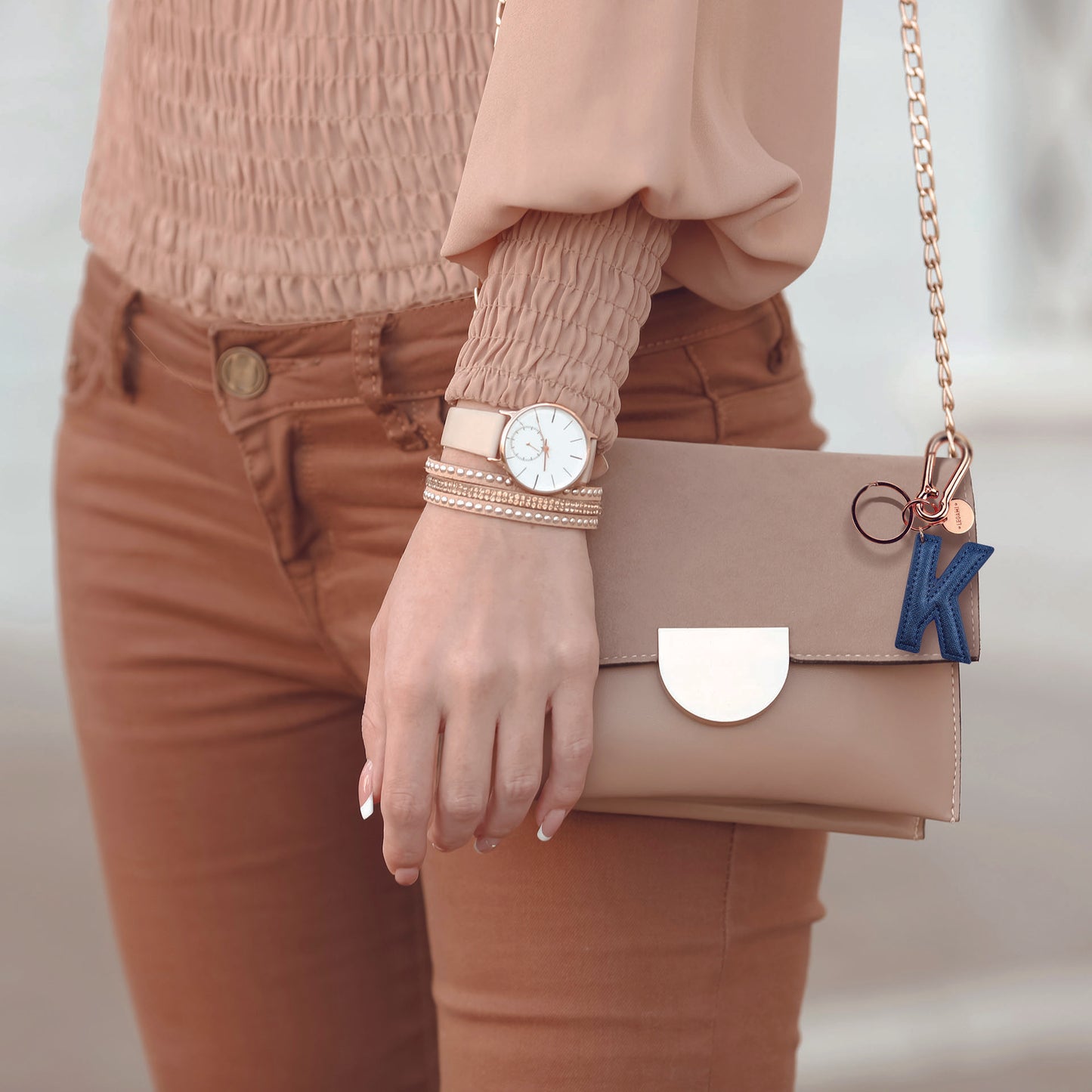 KEY RING - MY INITIAL - BLUE - K / PACK DE 1