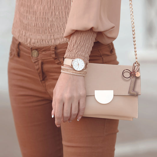 KEY RING - MY INITIAL - GOLD ROSE - L / PACK DE 1