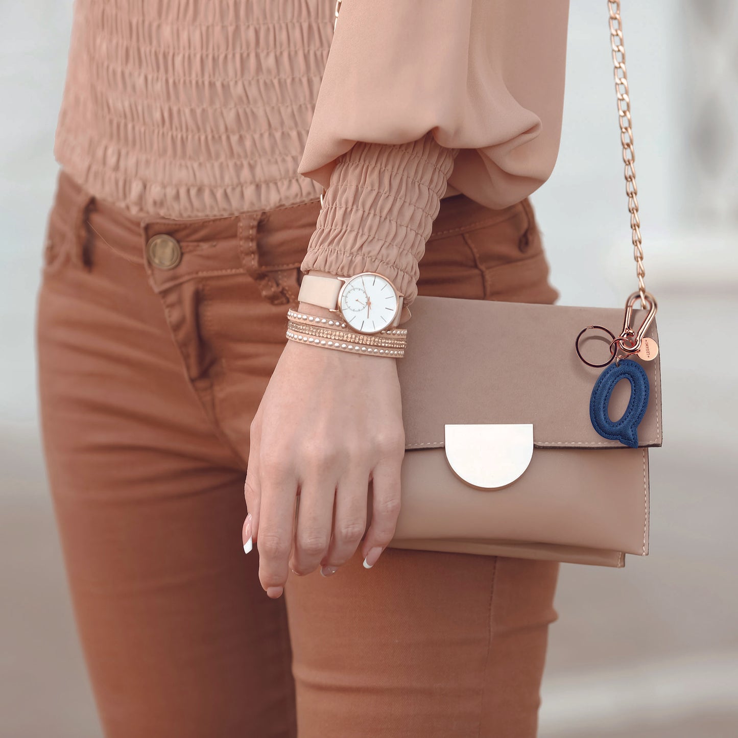 KEY RING - MY INITIAL - BLUE - Q / PACK DE 1