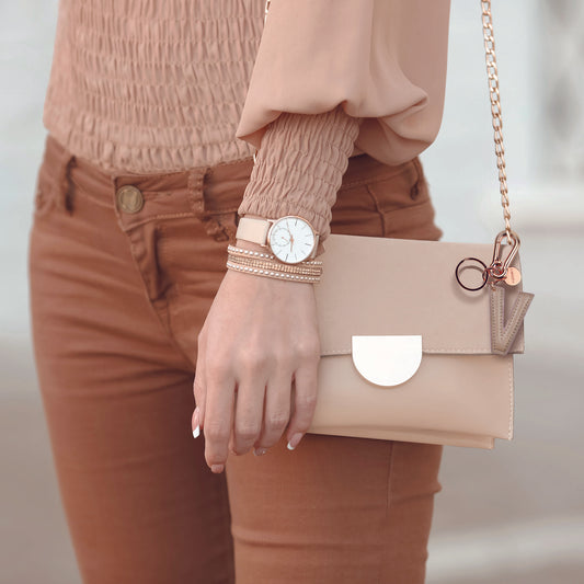 KEY RING - MY INITIAL - GOLD ROSE - V / PACK DE 1