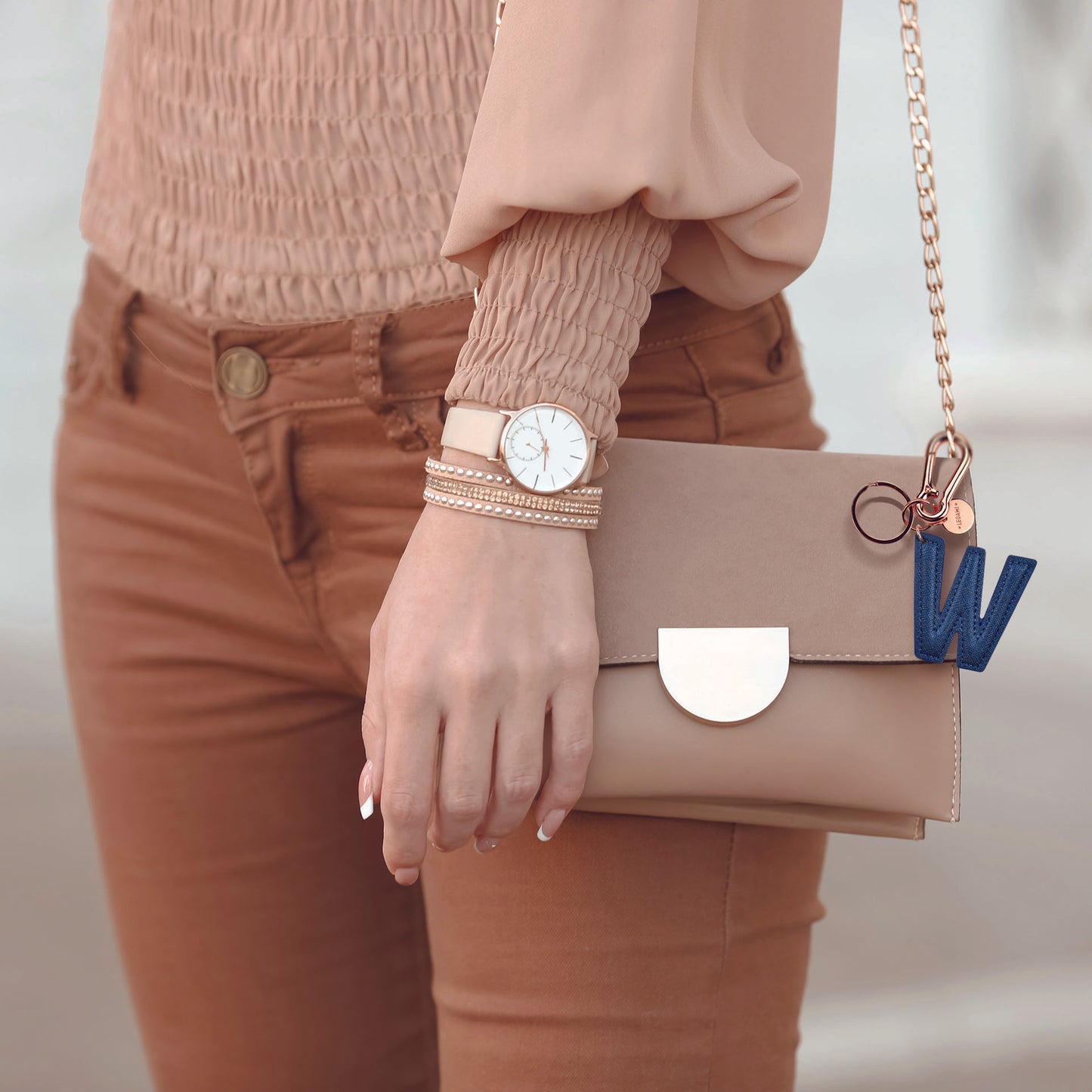 KEY RING - MY INITIAL - BLUE - W / PACK DE 1