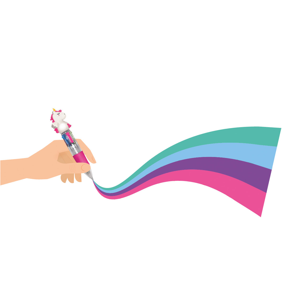 MINI 4-COLOUR BALLPOINT PEN - MINI MAGIC RAINBOW - UNICORN / PACK DE 24