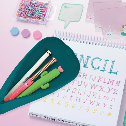 SOFT SILICONE PENCIL CASE - CUTE! - PETROL BLUE / PACK DE 4