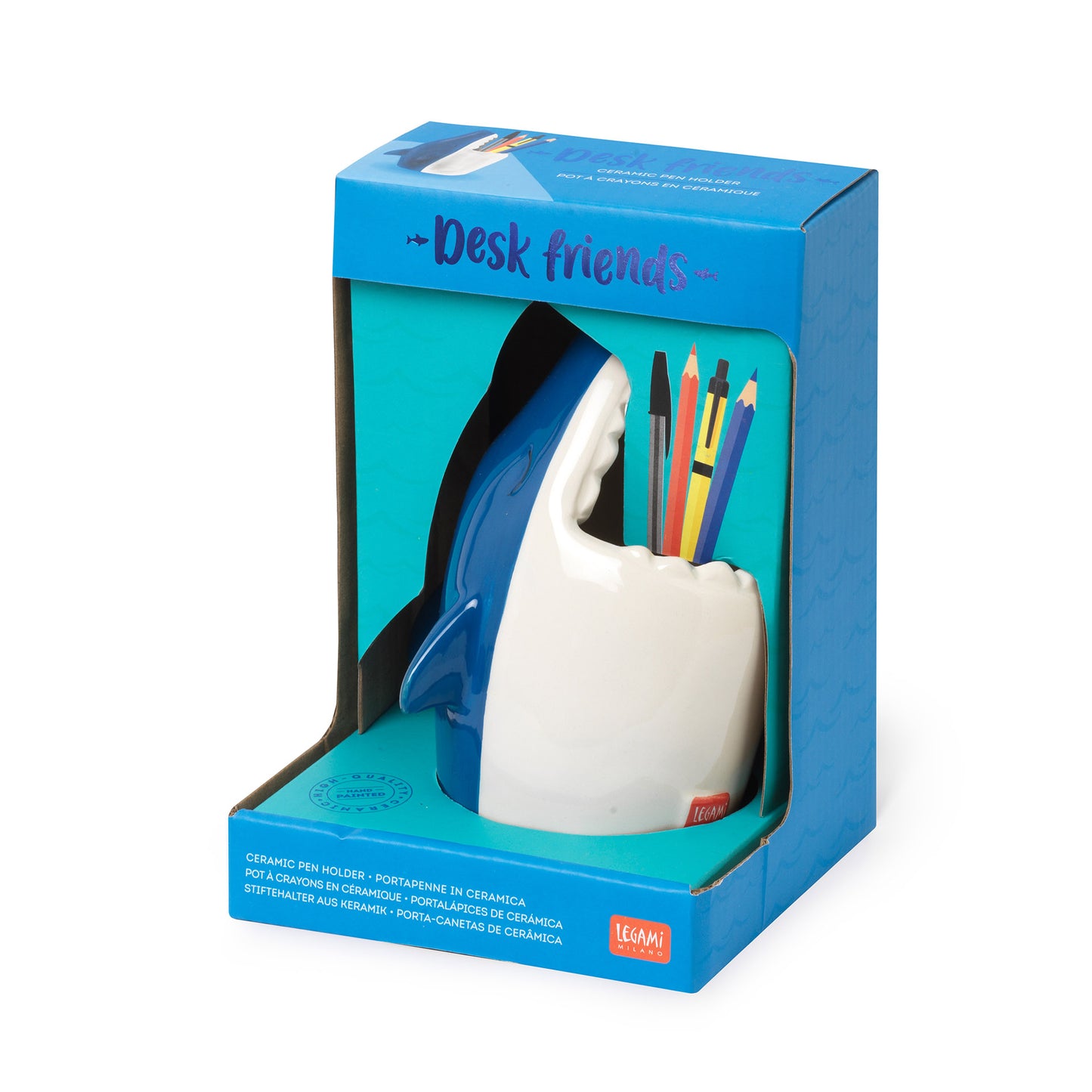 CERAMIC PEN HOLDER - DESK FRIENDS - SHARK / PACK DE 2