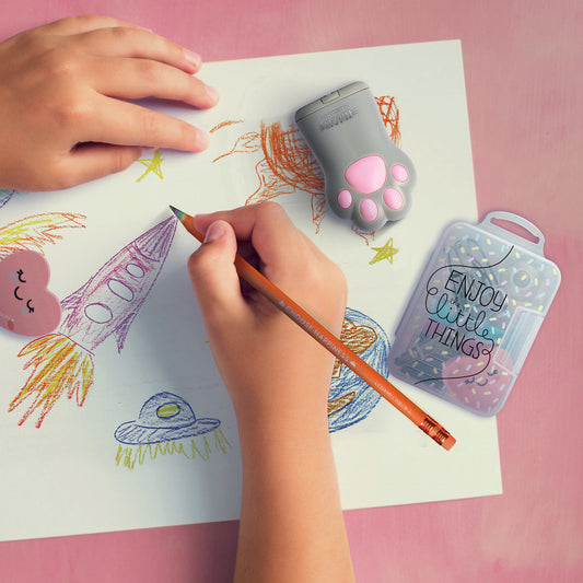 PENCIL SHARPENER WITH CONTAINE - MEOW - KITTY / PACK DE 12