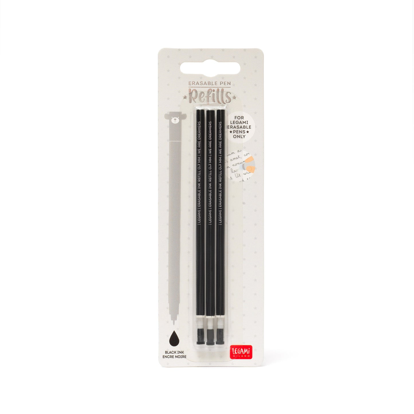 3 PCS ERASABLE PEN REFILLS - ERASABLE PEN REFILLS - BLACK / PACK DE 10