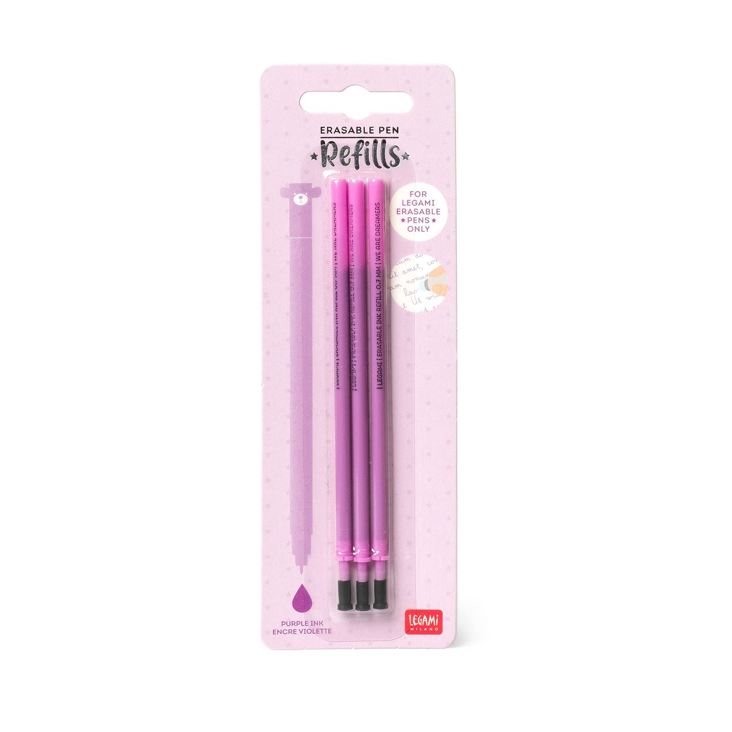 3 PCS ERASABLE PEN REFILLS - ERASABLE PEN REFILLS - PURPLE / PACK DE 10