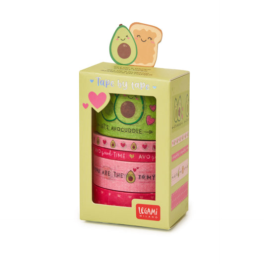 SET OF 5 PAPER STICKY TAPES - TAPE BY TAPE - AVOCADO / PACK DE 6