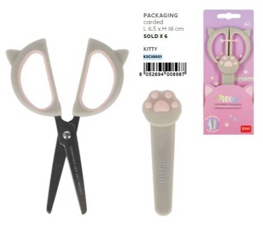 KIDS SCISSORS - MEOW - KITTY / PACK DE 6