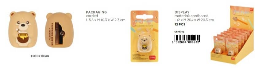 PENCIL SHARPENER - MINI FRIENDS - TEDDY BEAR / PACK DE 12