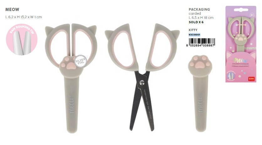 KIDS SCISSORS - MEOW - KITTY / PACK DE 6