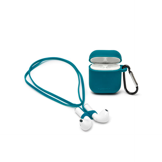 CASE AND CORD SET FOR AIRPODS - AIR 'N GO - PETROL BLUE / PACK DE 6