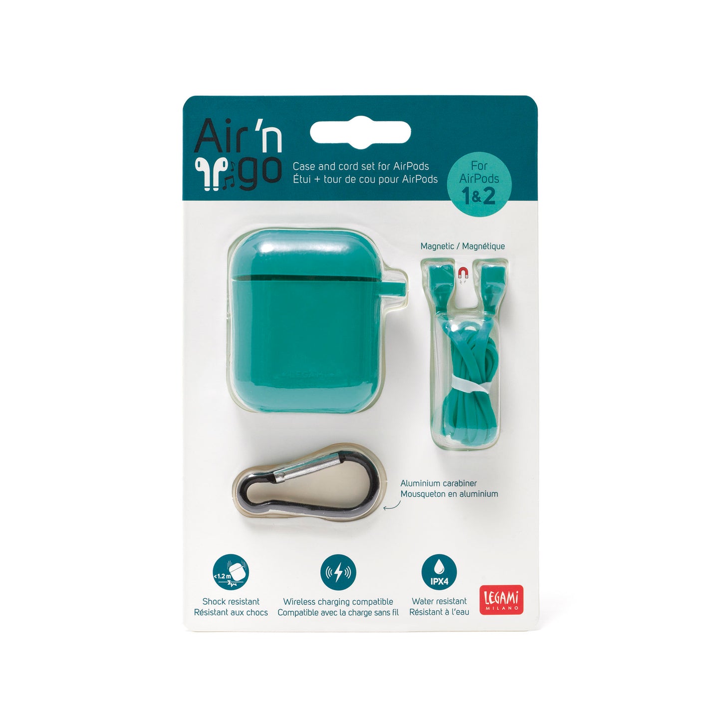 CASE AND CORD SET FOR AIRPODS - AIR 'N GO - TURQUOISE / PACK DE 6