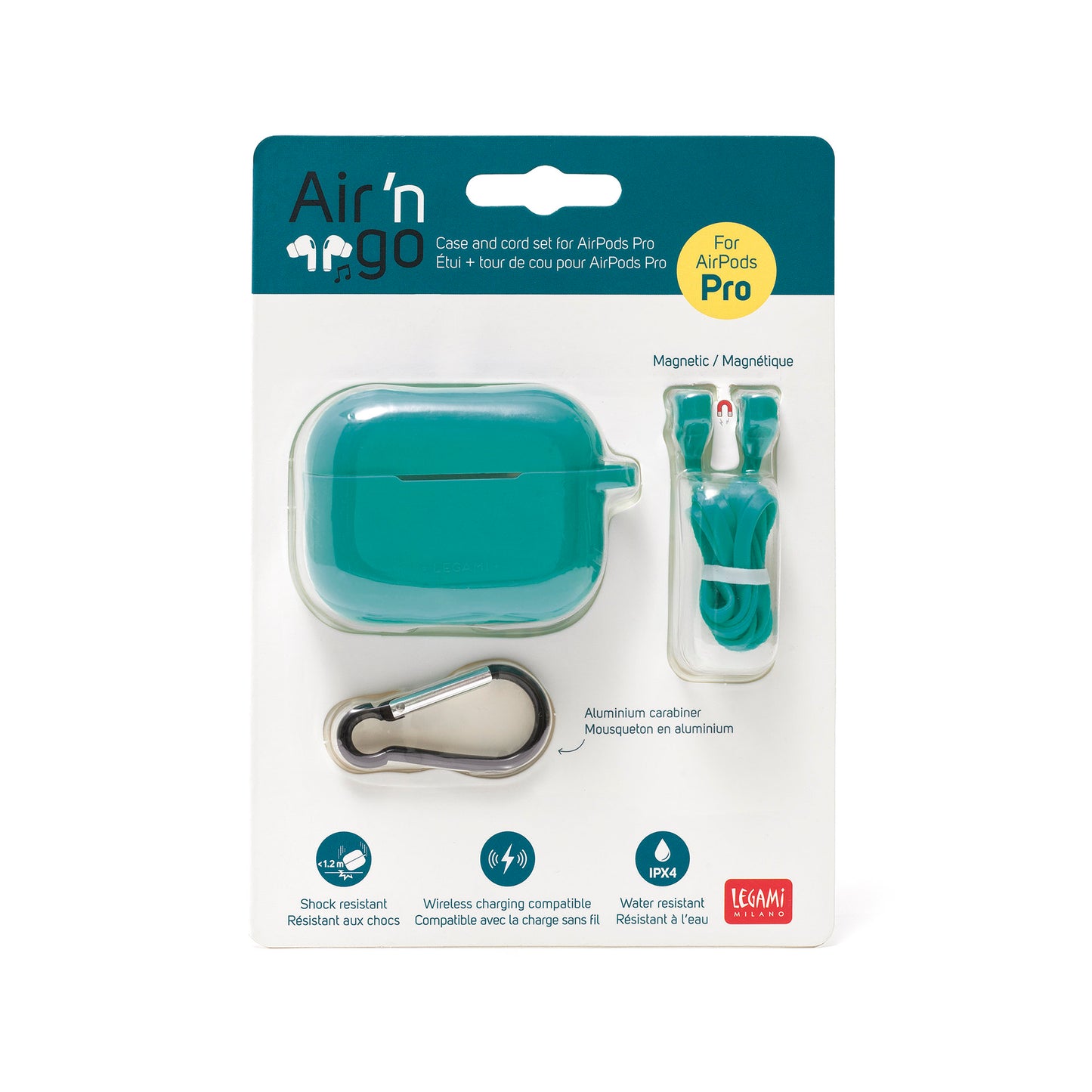 CASE AND CORD SET FOR AIRPODS PRO - AIR 'N GO - TURQUOISE / PACK DE 6