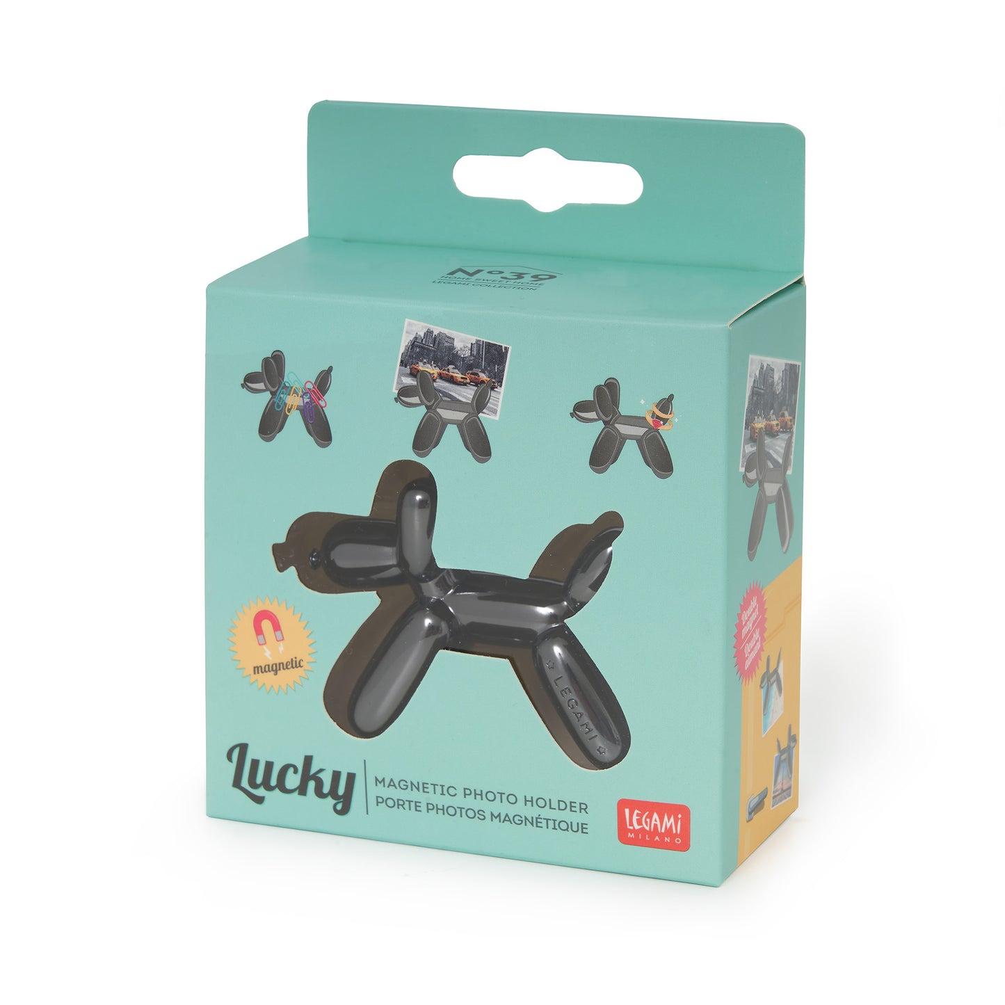 MAGNETIC PHOTO HOLDER - LUCKY - BLACK - DOGS / PACK DE 6