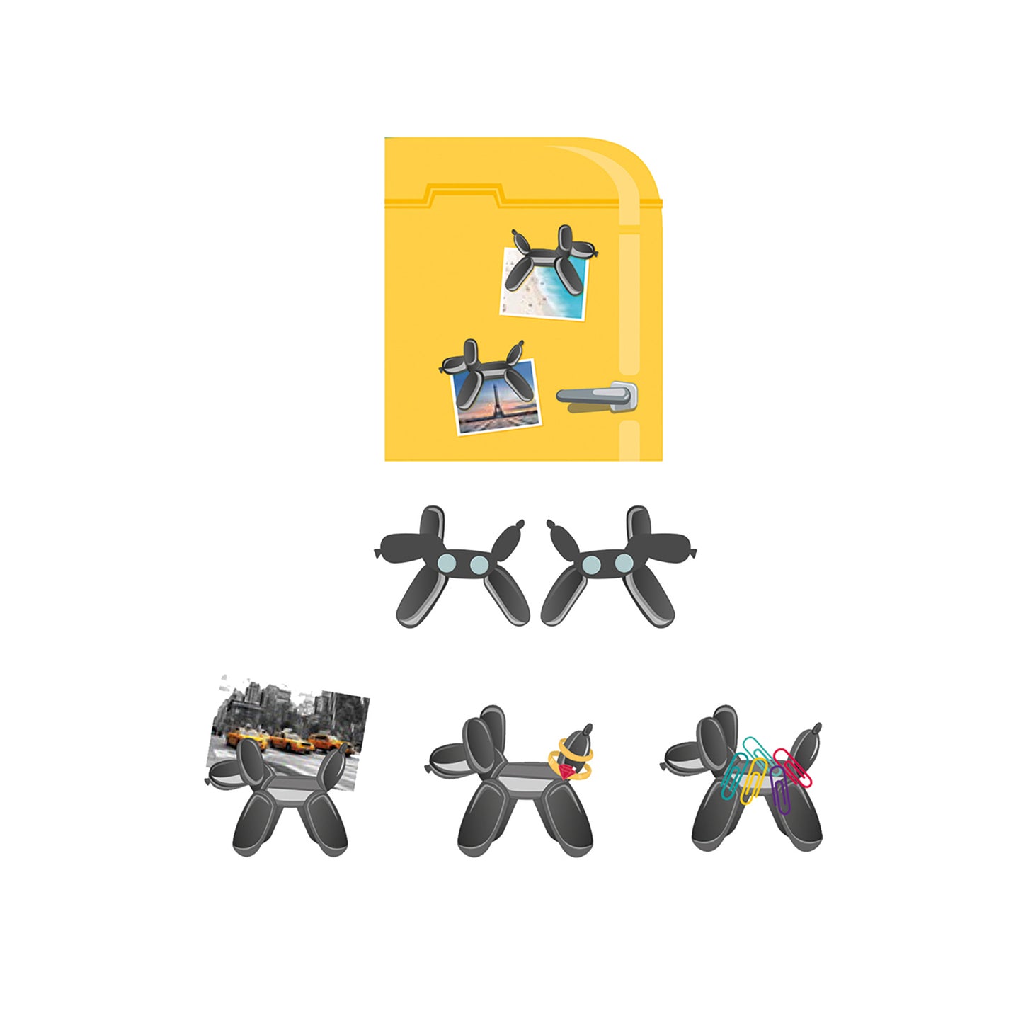 MAGNETIC PHOTO HOLDER - LUCKY - BLACK - DOGS / PACK DE 6