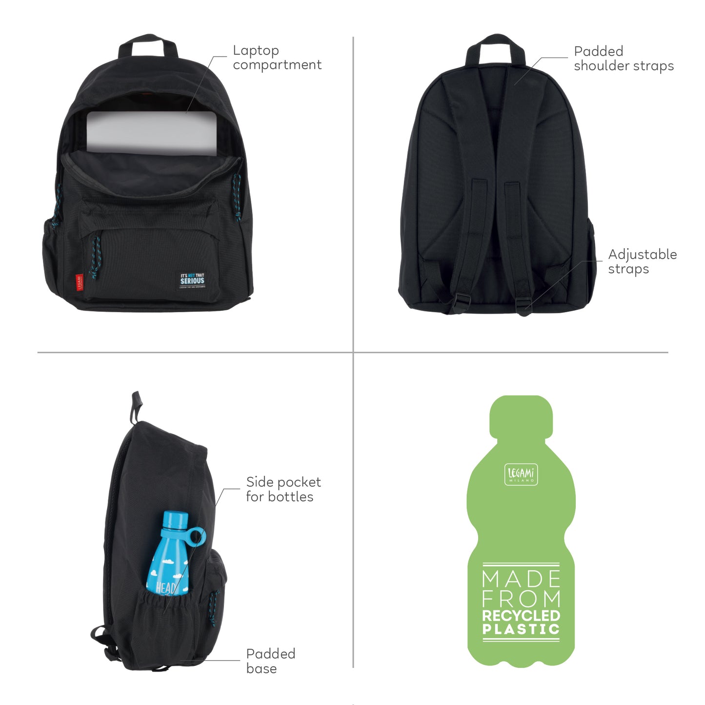 BACKPACK - MY BACKPACK - BLACK / PACK DE 2