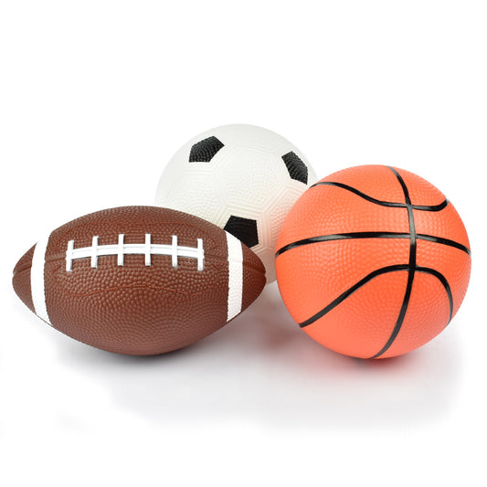 SET OF 3 MINI BALLS - MINI BALL SET - BASKETB+AMERICAN FOOTB.+FOOTB. / PACK DE 2