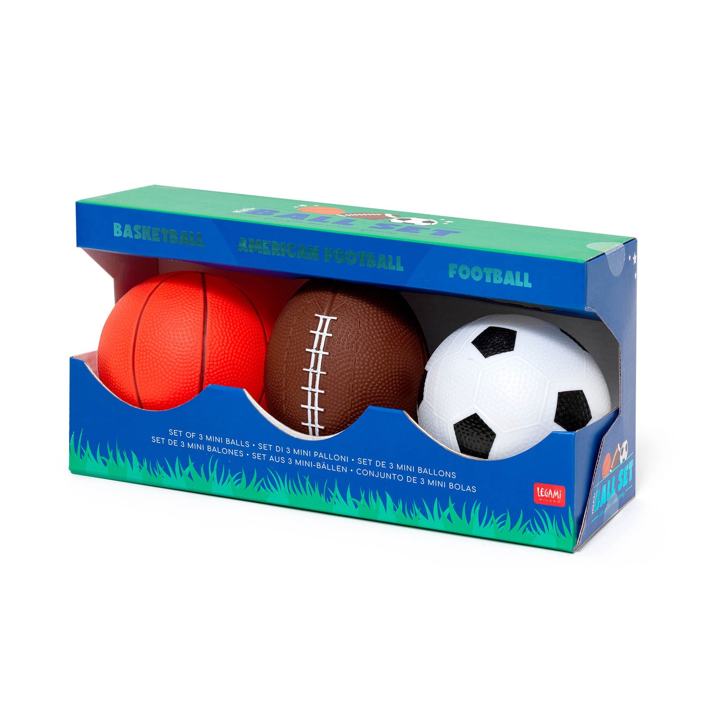 SET OF 3 MINI BALLS - MINI BALL SET - BASKETB+AMERICAN FOOTB.+FOOTB. / PACK DE 2