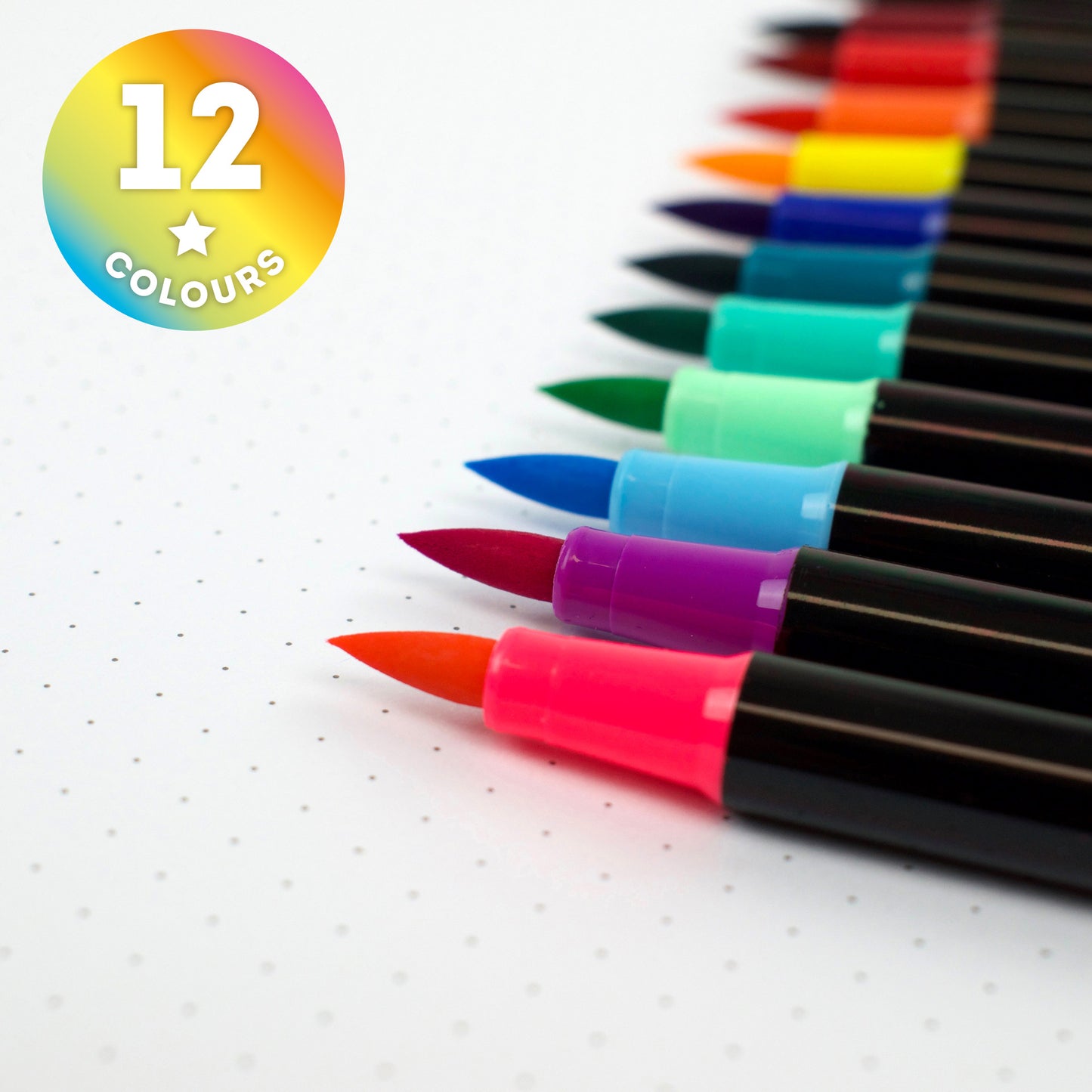 SET OF 12 BRUSH MARKERS - BRUSH MARKERS - BRIGHT COLOURS / PACK DE 6