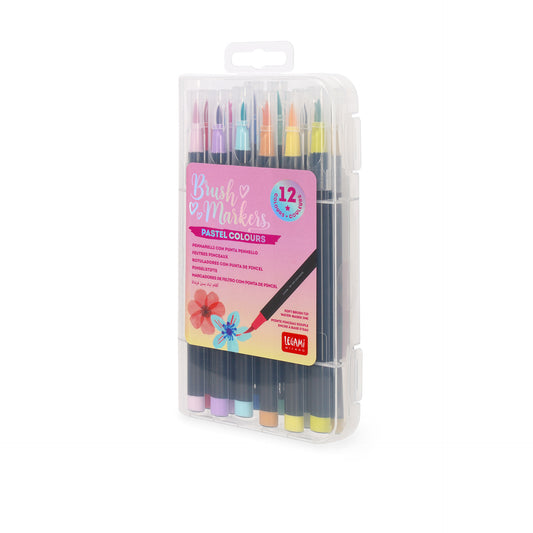 SET OF 12 BRUSH MARKERS - BRUSH MARKERS - PASTEL COLOURS / PACK DE 6