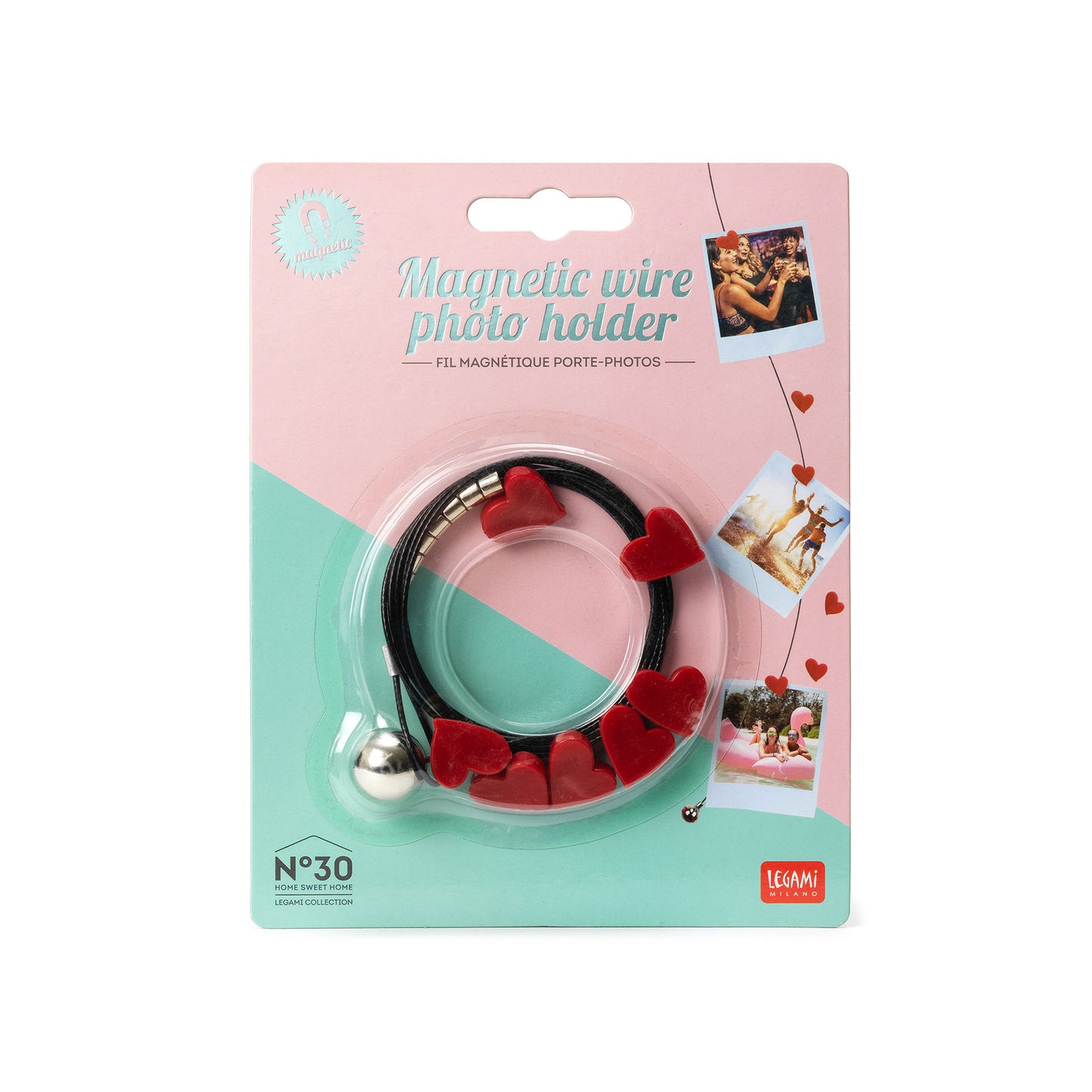 MAGNETIC WIRE PHOTO HOLDER - HEART / PACK DE 3