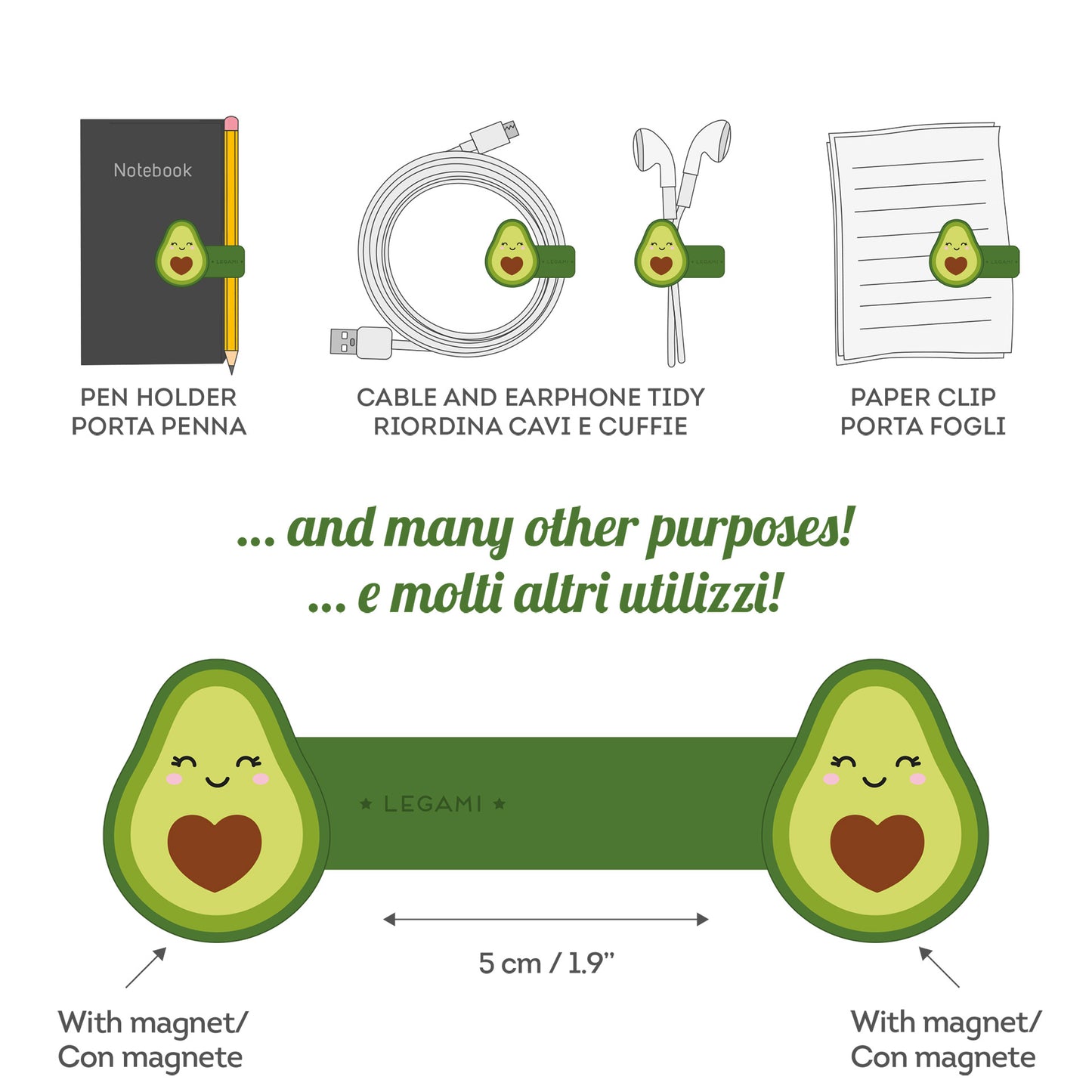 MAGNETIC CLIP - AVOCADO / PACK DE 6