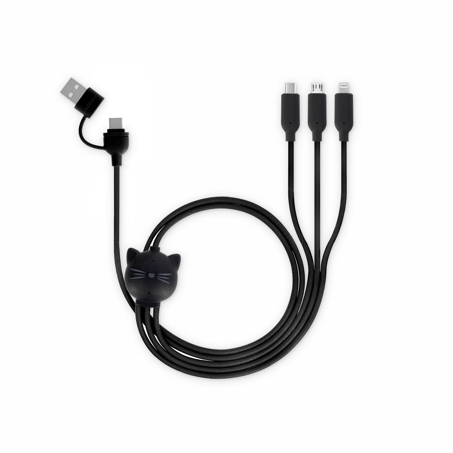 3-IN-1 CHARGING SYNCHR. CABLE - THREE HUGS - KITTY / PACK DE 4